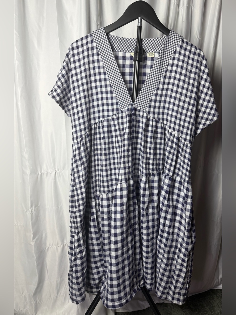 Anthropologie Gingham Tiered Dress – Medium